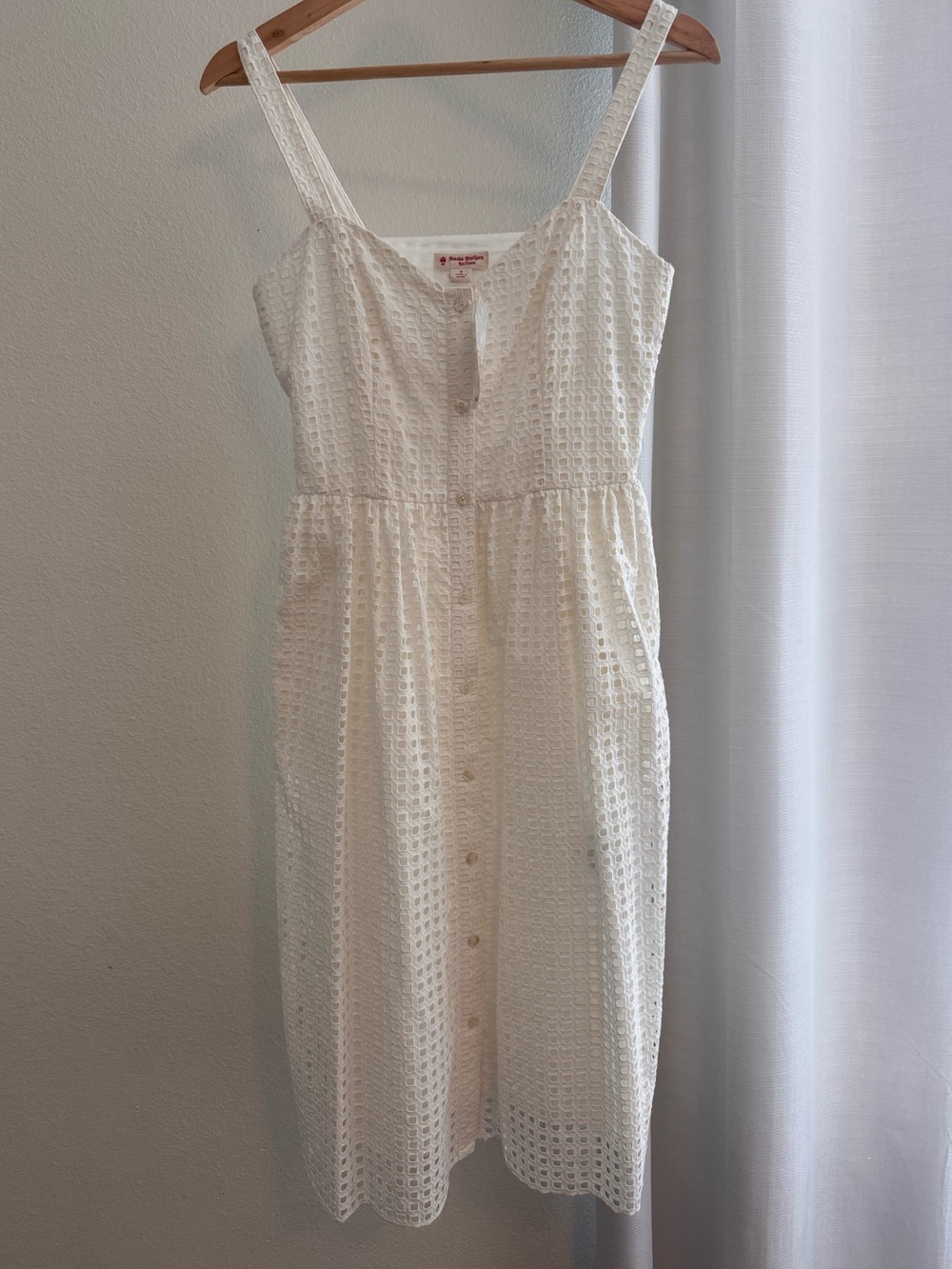 Brooks Brothers White Eyelet Button-Front Midi Dress ✨🤍